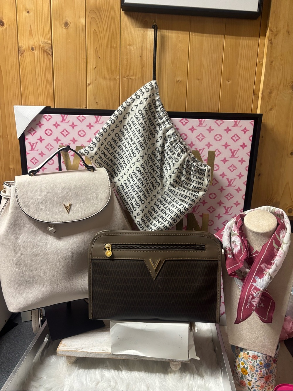 Mario Valentino clutch and scarf bundle